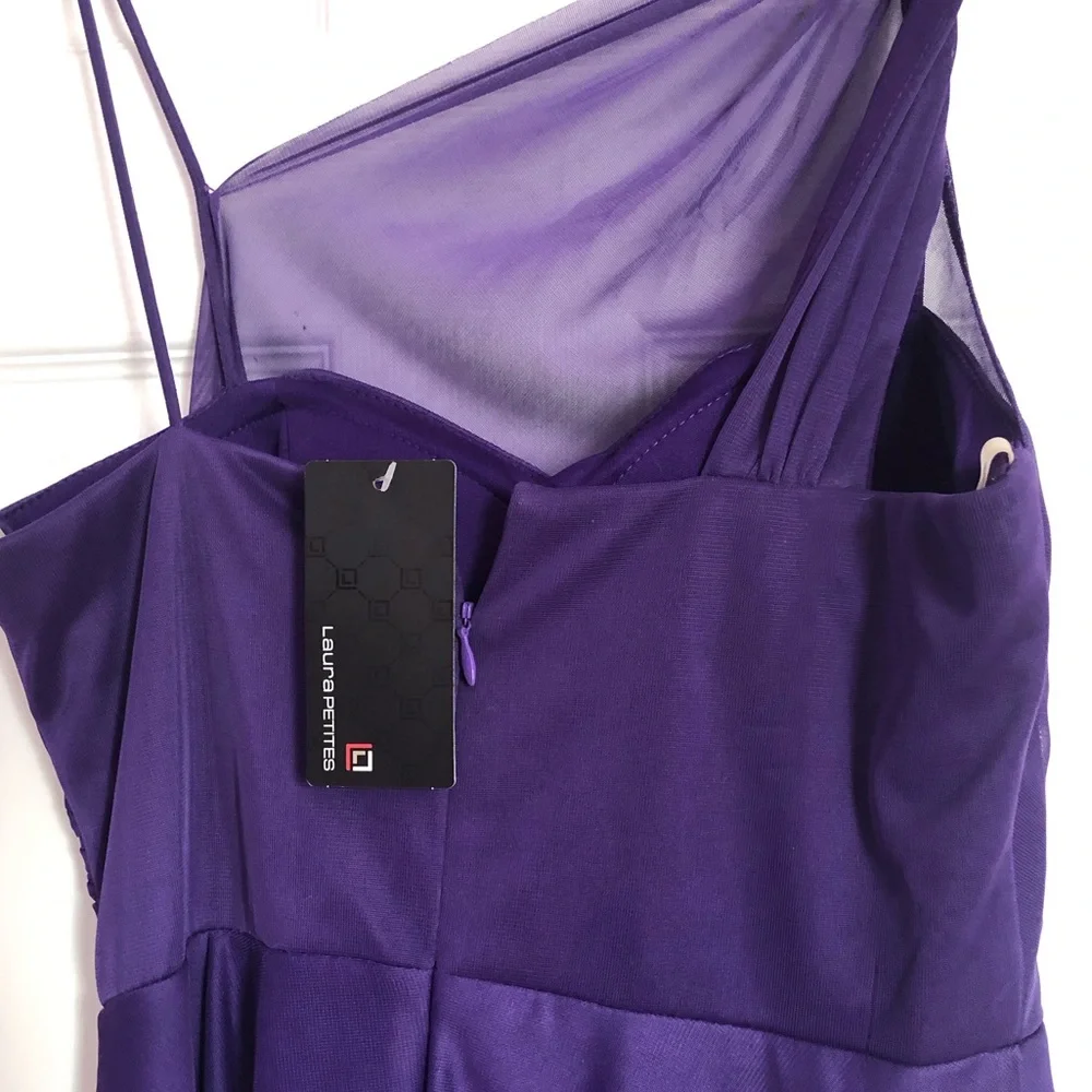Purple One Shoulder Dress Laura Petites - Picture 5 of 6